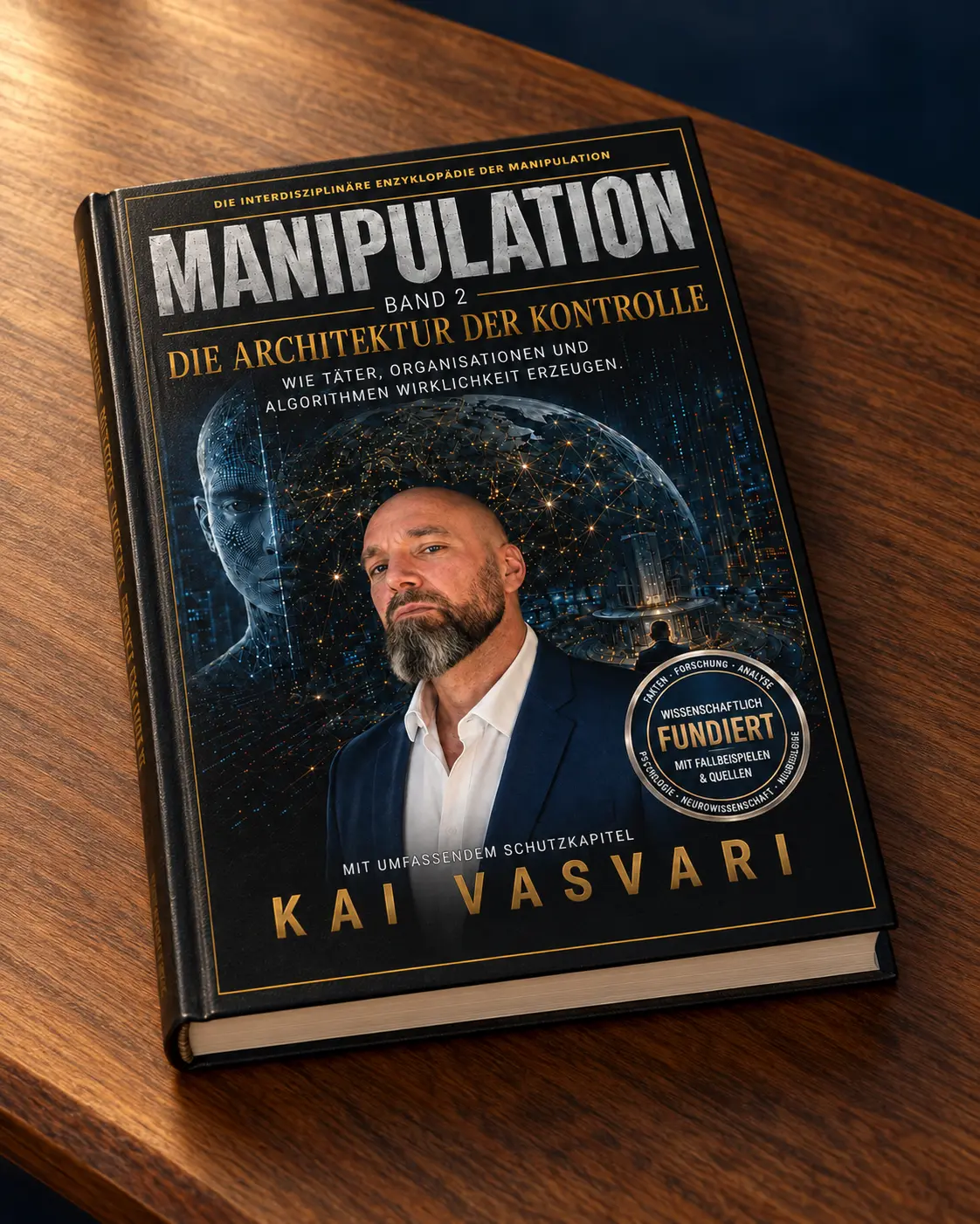 MANIPULATION Band 2 als Buch auf einem warmen Holzschreibtisch